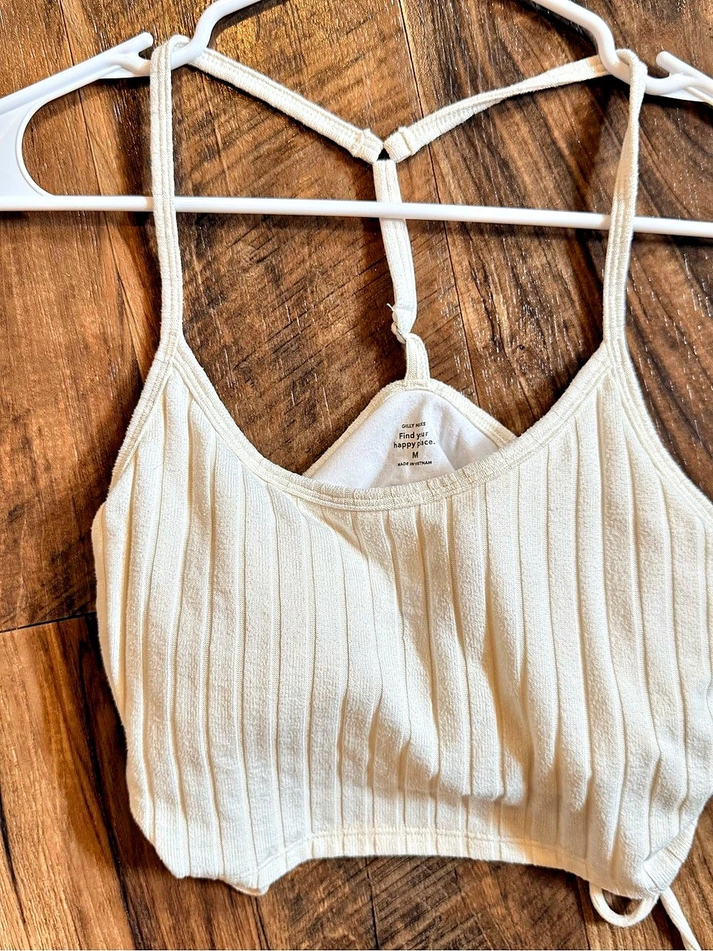 Gilly Hicks Ribbed Cropped Cami in Cream Medium